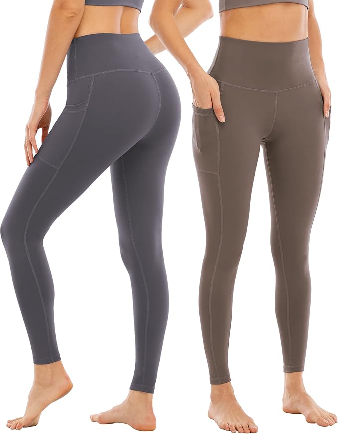 4 Pack Leggings with Pockets for Women,High Waist Tummy Control Workout Yoga Pants