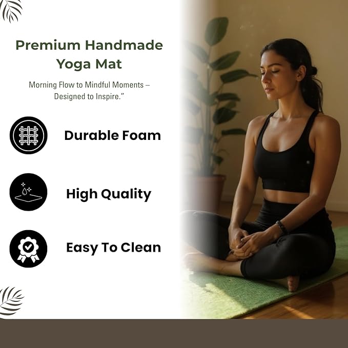 Indian Handmade100 % Organic Anti Skid Multi Colour Cotton Yoga Mat - Eco-Friendly Hand-Woven Rug - Non-Slip & Thick (24”x72”x5mm) for Hot yoga & Everyday Fitness at Home - Comfortable & Foldable Extra-Long Mat
