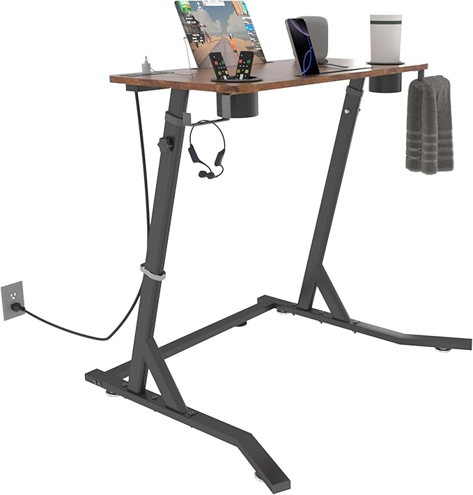 OrigoDeco Bike Desk,Adjustable Cycling Desk,Standing Desk for Walking pad,Indoor Bike Trainer Desk with Power Socket,for Indoor Cycling Treadmill & Office Use,Exercise While Working or Watching TV