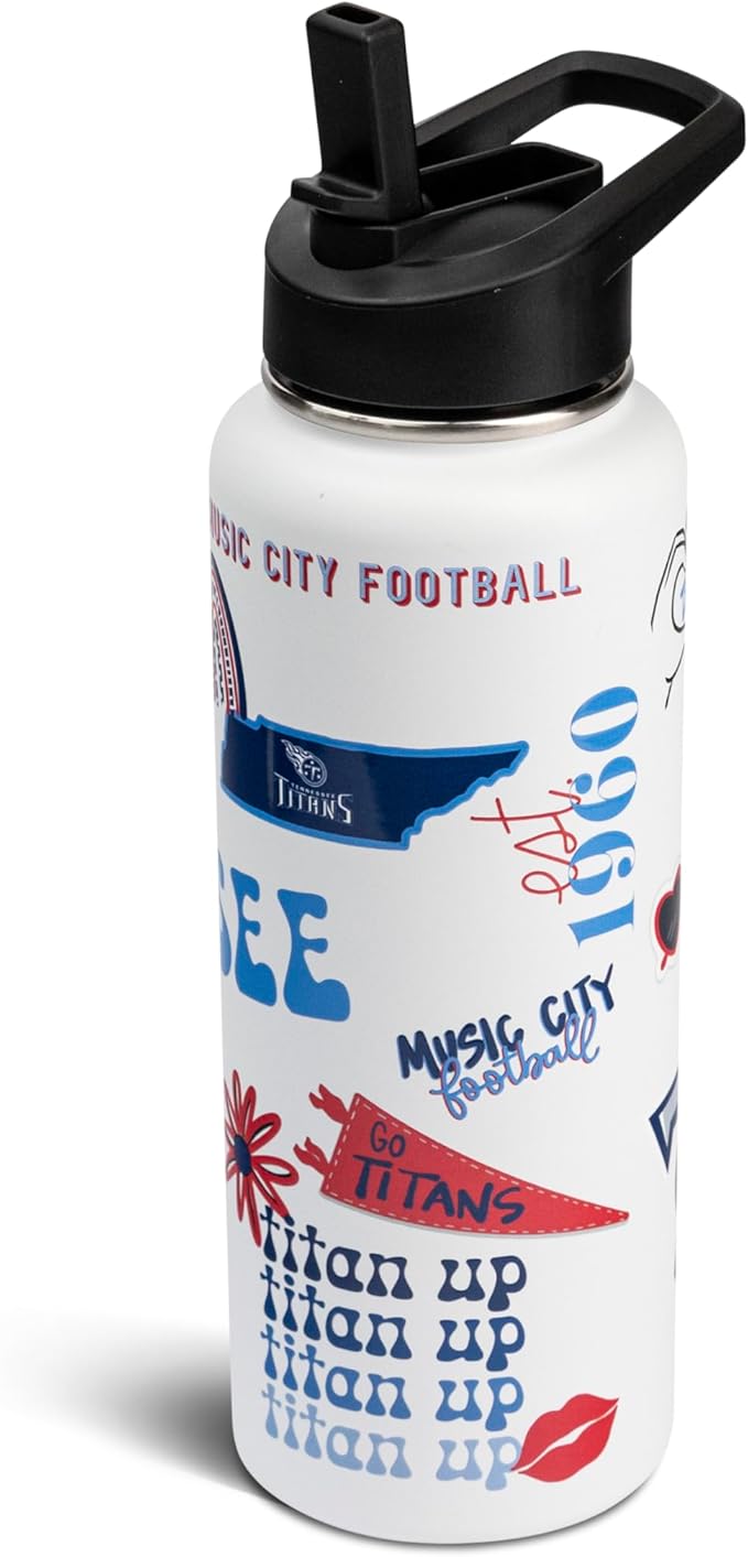 The Memory Company Officially Licensed NFL 34oz Water Bottle - Premium Stainless Steel Double-Wall Insulated, Leakproof Design
