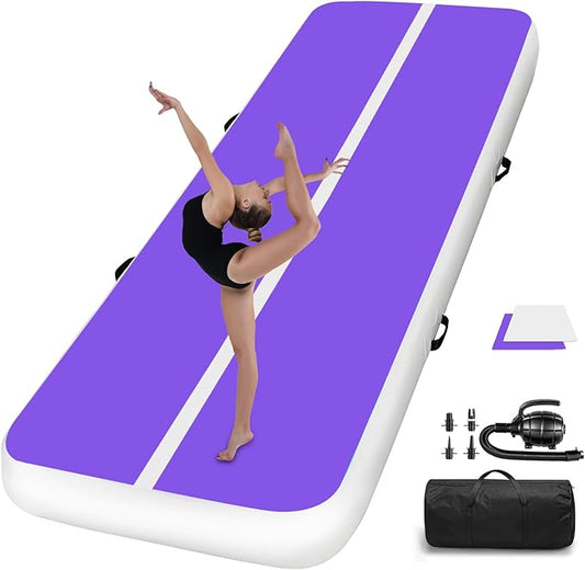 Air Mat Tumble Track, Gymnastics Mats Tumbling Track with Electric Air Pump for Home Use Cheerleading Training Kids Gym Yoga