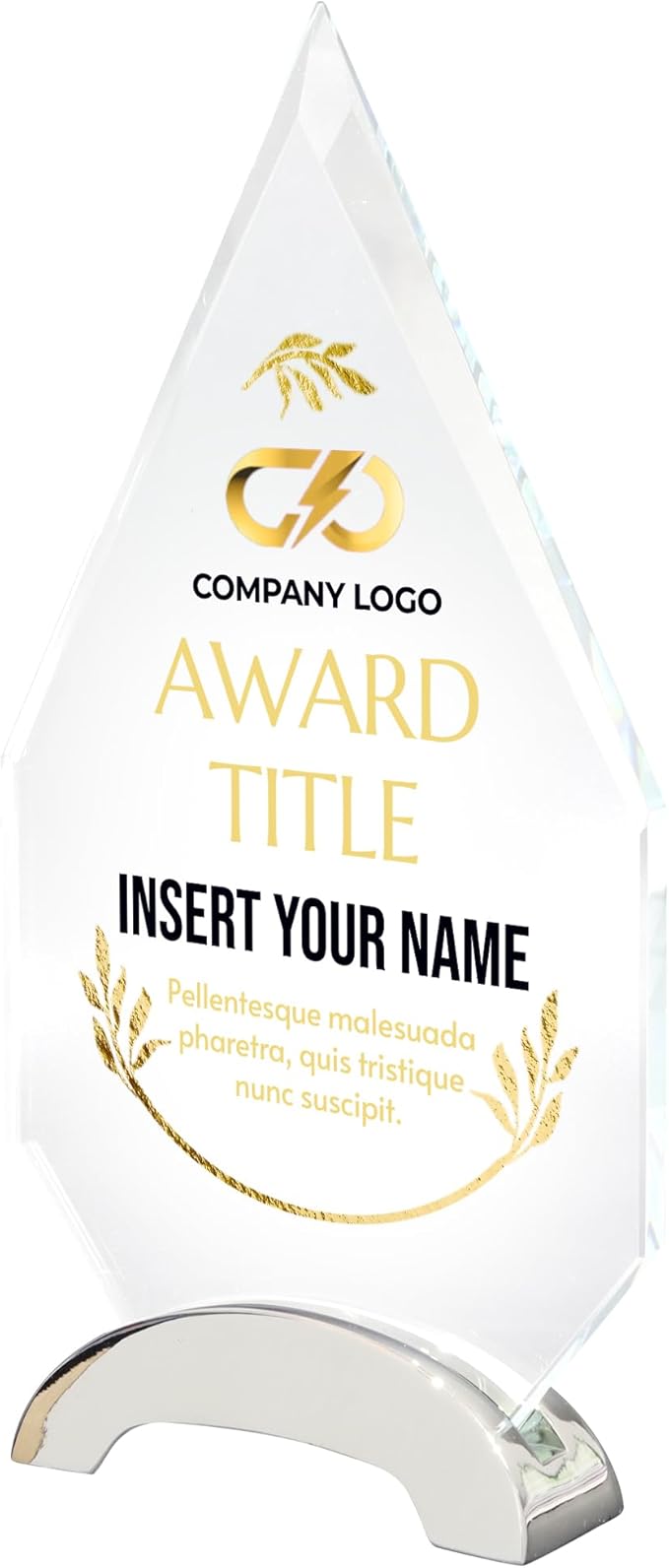 9 1/4" Personalized Glass Plaque for Awards and Trophies, Custom Award for Employee of the Month, Retirement, Leadership and Appreciation Gift P (Design 4)