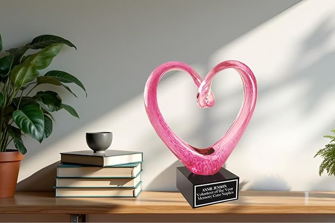 Hand-Blown Art Glass Award – Custom Engraved Elegant Award for Corporate, Sports Retirement Volunteer Recognition Leadership Personal Milestones Employee Gifts