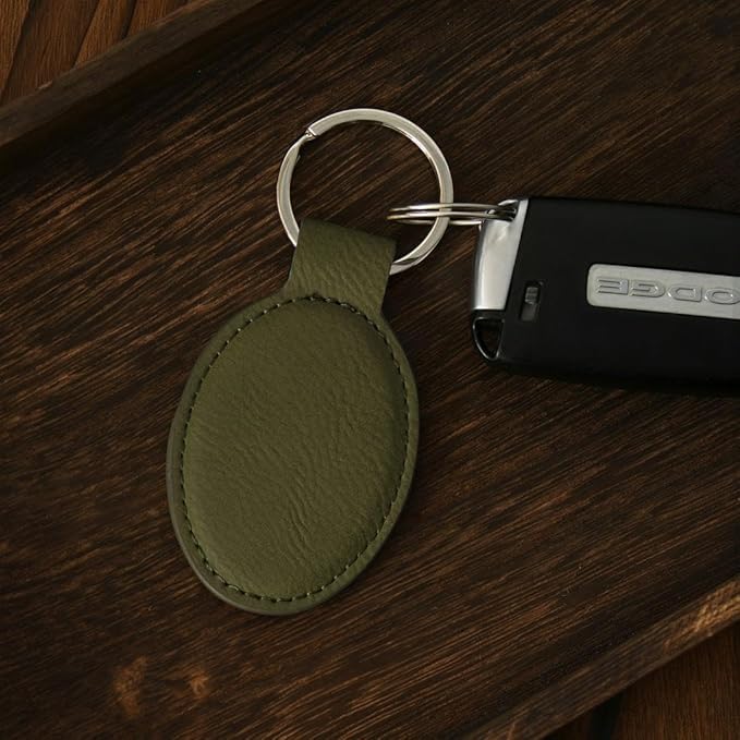 LaserGram Oval Keychain, Baseball Ball, Personalized Engraving Included (Camo Green)
