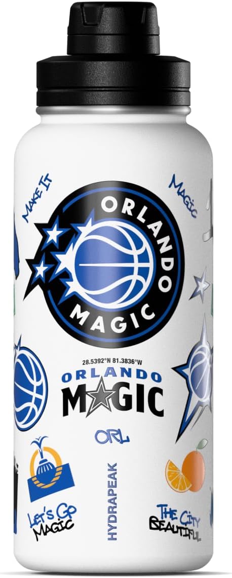 Hydrapeak x NBA Officially Licensed Orlando Magic 32 oz Active Water Bottle with Chug Lid Reusable Stainless Steel Double Wall Insulated Sports Gift, Celebrating The City Of Orlando