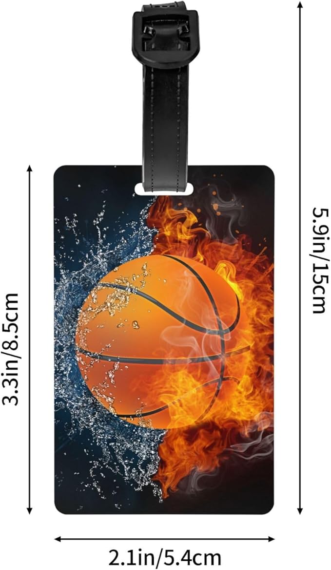 Basketball Backpack Tags for Suitcases for Kids, Sports-Themed Luggage Tags for Boys Girls, Cute Name Tag ID Identifier Labels Baggage Tag for Lunchbox Travel Bags, 1 Pc