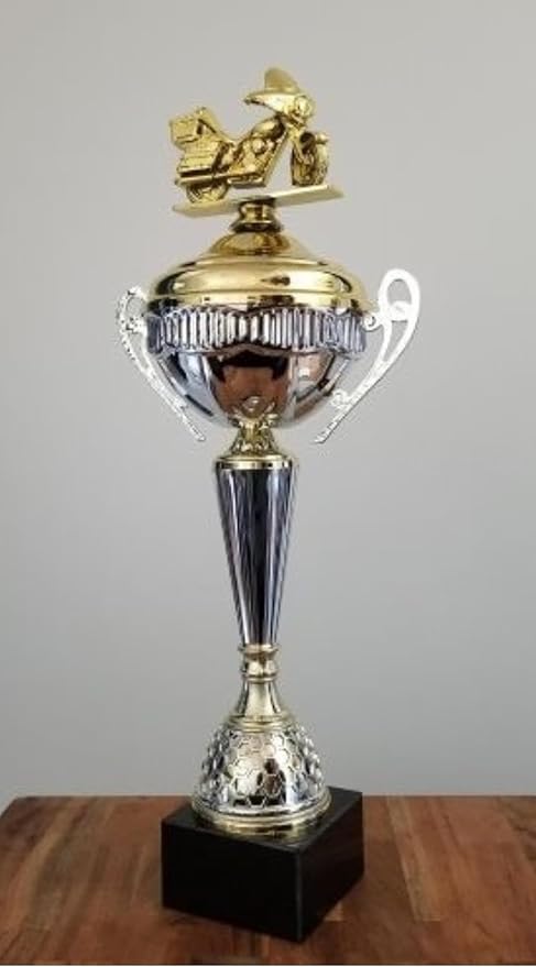 Touring Motorcycle Trophy Cup – 21 Inch Polaris Cup – Custom Engraved Motorcycle Racing Award with Marble Base for Biker Recognition Dirt Bike and Motocross Championships