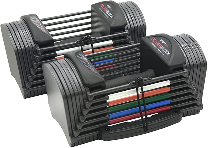 PowerBlock Sport 24 Adjustable Dumbbells, 3-24 lb. Durable Steel Build, Innovative At Home Workout Equipment, All-in-One Strength Training