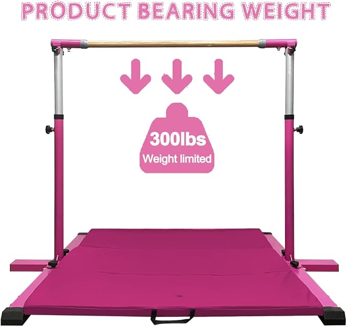 GLANT Gymnastic Kip Bar,Horizontal Bar for Kids Girls Junior,3' to 5' Adjustable Height,Home Gym Equipment,Ideal for Indoor and Home Training,1-4 Levels,300lbs Weight Capacity