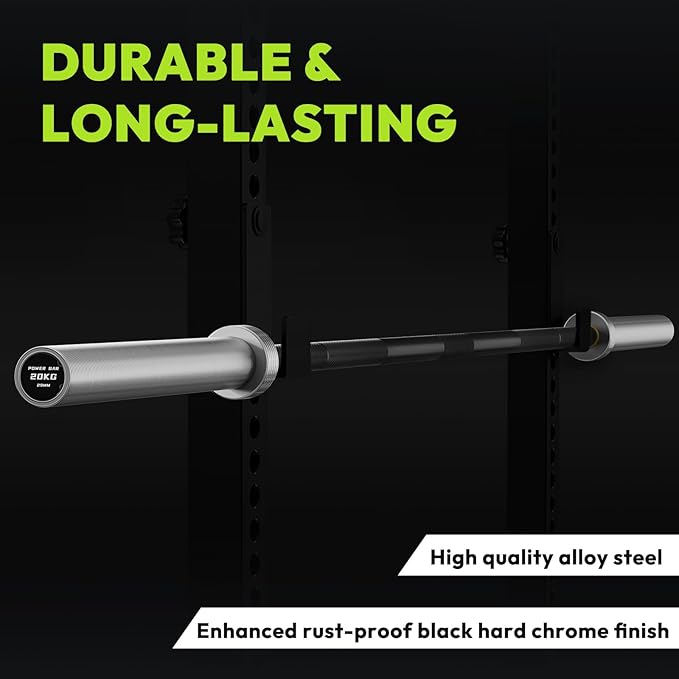 Olympic Barbell, 45lb/35lb 2-inch Weight Bar for Bench Press, 7ft/6.5ft Olympic Bar, 1000 lb/1500 lb High-Capacity, Hard Chrome, Knurled Grip, Strength Training Deadlift Weightlifting Squat