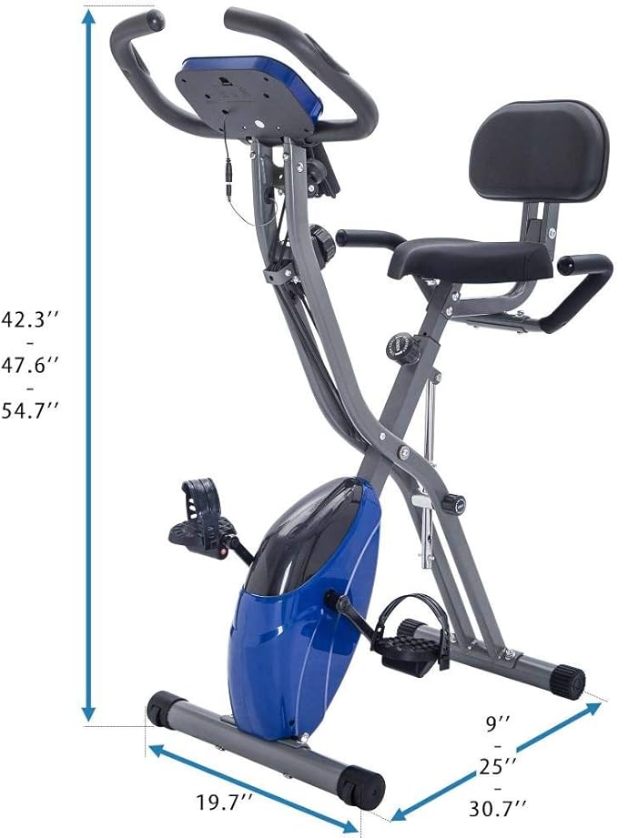 Foldable Exercise Bike with 16-Level Resistance, Upright & Recumbent Magnetic Indoor Cycling Machine for Home Workout