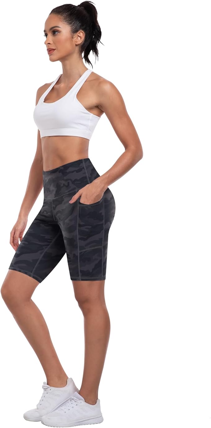 ATHVOTAR Biker Shorts Women with Pockets - 3"/5"/8" High Waisted Workout Spandex Tummy Control Gym Running Yoga Shorts