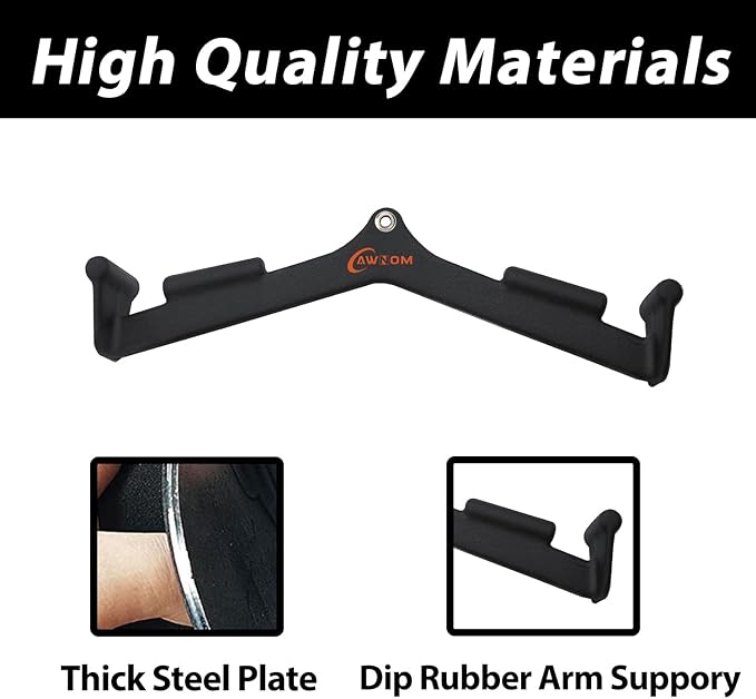 LAT Pulldown Attachments for Cable Machines, Cable Machine Attachments for Home Gym T Bar V Bar LAT Pulldown Machines Attachments, Back Tricep Bar Strength Training Handle Grip