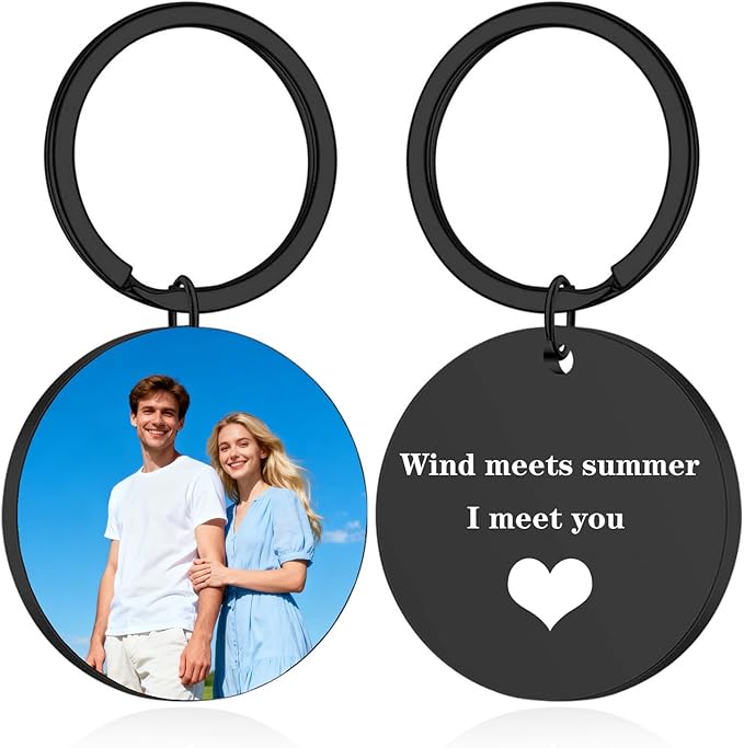 Hiyong Personalized Keychain Custom Photo Keyring Customized Gifts for Men Custom Keychain with Your Photo Logo or Text