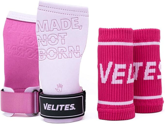 Velites I Quad Pro Handgrips I Professional Cross Training Gloves or Gymnastics I All Surface I Use with Magnesium I Includes Free Bands