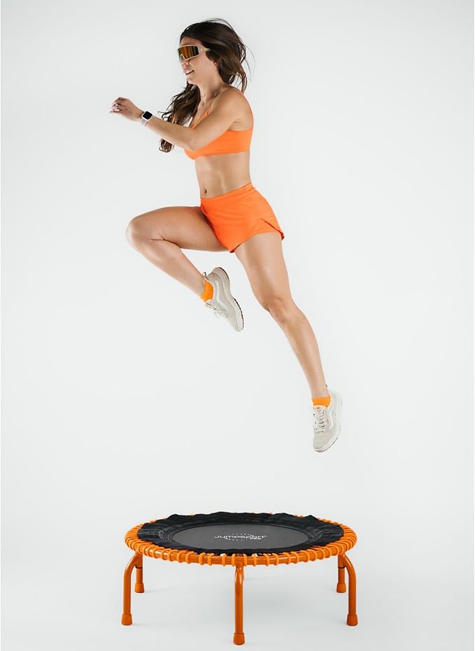 JumpSport 350 PRO Fitness Trampoline, Cardio Workout, No-Tip Arched Legs Home Gym Equipment, Adjustable Bungees & 60 Day Trial Video