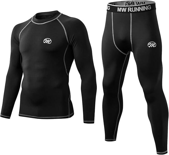 Men Thermal Underwear Set Long Johns with Fleece Lined Base Layer Men Cold Weather Top Bottom for Skiing Running