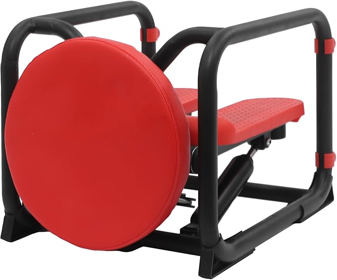 3-in-1 Twist Stepper with Resistance Bands & Mat - Stepper for Home Cardio, Multi-Function Stepper with Seat, Waist Workout at Home, Office, Red