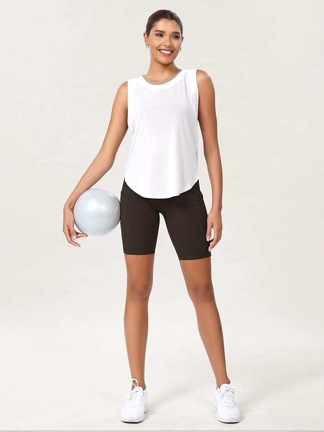 ODODOS Women's Tummy Control Biker Shorts 2.0 with Pockets High Waist Athletic Workout Yoga Shorts-3.5''/ 5"/ 8" / 10" Inseam