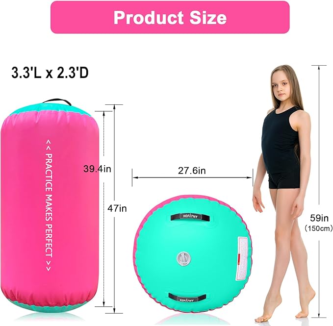 VOFiTNY Gymnastics Tumbling Equipment Air Barrel Inflatable Octagon Tumbler Roller Back-bend Trainer Cheerleading Without Pump