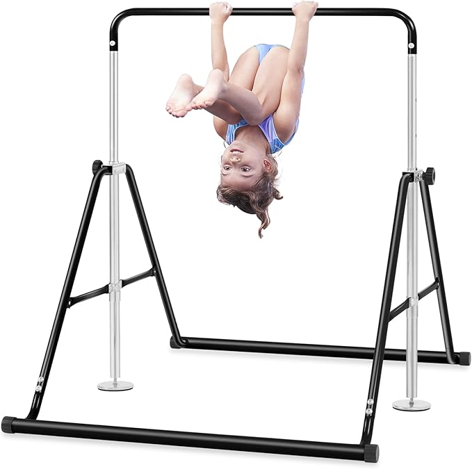 BangTong&Li Gymnastics Bar for Kids Height Adjustable Horizontal Bar Folding Gymnastics Junior Training Bar for Home Gymnastics Equipment