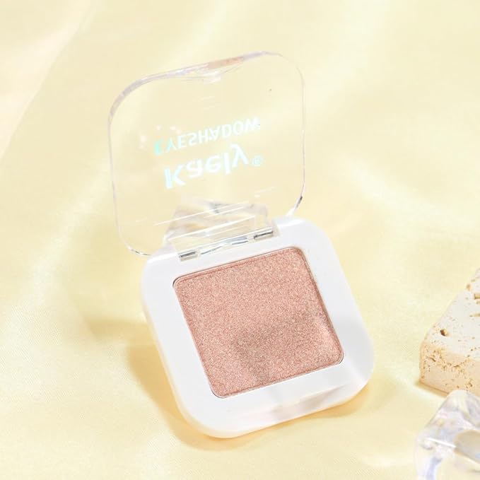 Kaely Pressed Single Eyeshadow Makeup, Champagne Shimmer Highly Pigmented Monochrome Eye Shadow Palette, Waterproof Neutral Powde Mini Eyeshadow, sombras para ojos, Lightweight Blendable, 03