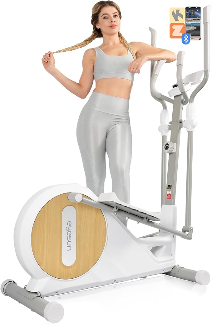 Elliptical Exercise Machine for Home,3-in-1Compact Training Machines with 16 Resistance Levels,14LB Flywheel,Low Impact Magnetic Cross Trainer,Quiet Portable Elliptical for Small Spaces