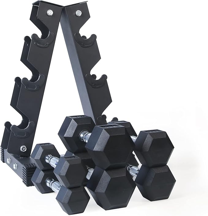 RitFit 5-300LBS Rubber Encased Hex Dumbbell Sets with Optional Rack for Home Gym, Coated Hand Weights for Strength Training, Workouts