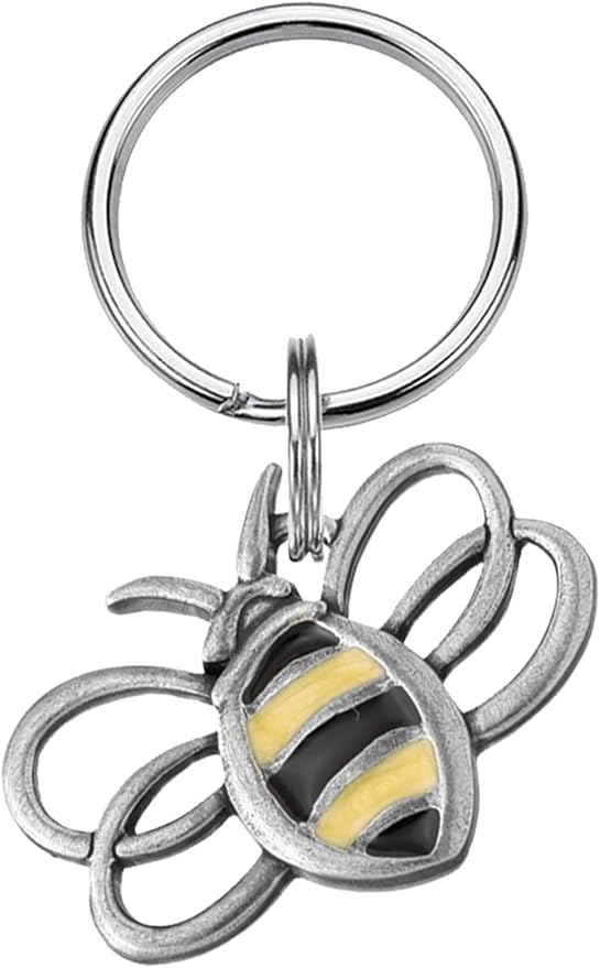 DANFORTH - Bee Keychain Handcrafted Pewter - Bumble Bee/Honey Bee Keychain - 1 ¾”, Made In USA