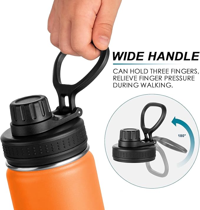 koodee 26 oz Insulated Water Bottle Stainless Steel Double Wall Vacuum Metal Sports Water Bottle with Leakproof Spout Lid, Wide Mouth Water Bottle (Cosmic Orange)