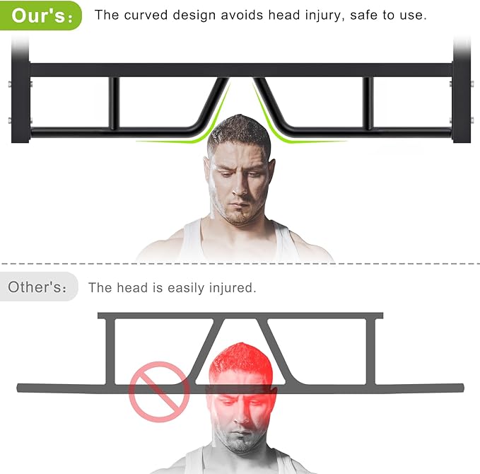 Kipika 48" Ceiling Mounted Pull Up Bar, Heavy Duty Multi-Grip Chin Up Bar,Mounted Pullup Bar, Adjustable Height, Pull Up Bands for Chin Ups & Body Stretching, Ideal for Home Gym and Strength Training