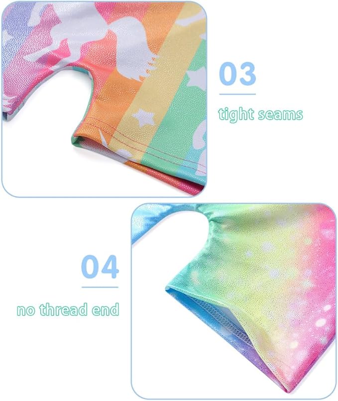 HOZIY Gymnastics Leotards for Girls with Shorts Toddlers Biketards Rainbow Unicorn Dinosaur Mermaid Leopard Flower Galaxy