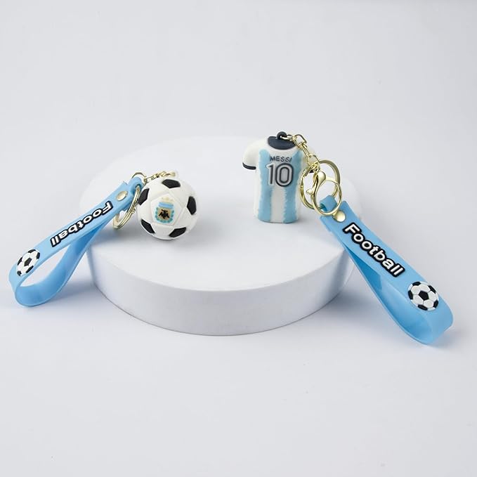2 Pcs Soccer Football Keychains, Cute Soccer Ball Keyring for keys, backpack, or sports bag,3D Silicone Global Iconic Jersey Soccer Key Chain,Gift Souvenirs for Fans