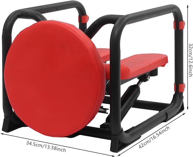 3-in-1 Twist Stepper with Resistance Bands & Mat - Stepper for Home Cardio, Multi-Function Stepper with Seat, Waist Workout at Home, Office, Red
