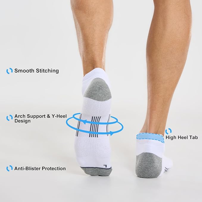 FITRELL 6 Pack Men's Ankle Running Socks Low Cut Cushioned Athletic Sports Socks 7-9/9-12/12-15