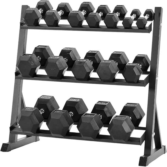 220-550 lbs Rubber Hex Dumbbells with Rack Free Weight for Home Gym, Durable Rubber Dumbbell with Storage,Coated Cast Iron Weight Strength Training Dumb bell Exercise Fitness Equipment