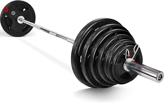 Fitvids Olympic 2-Inch Cast Iron Barbell Set, Including 255 Pounds Weight Plates Set with 7FT Olympic Bar (300 Pounds Total), Multiple Packages