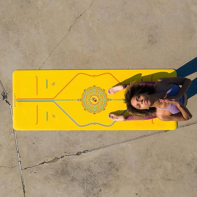 Liforme Travel Yoga mat – Patented Alignment System, Warrior-Like Grip, Non-Slip, Eco-Friendly, Ultra-Lightweight and Sweat Resistant, Made with Natural Rubber