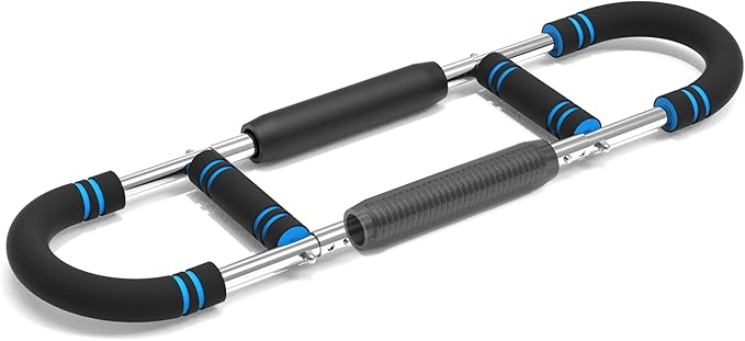 Portable Chest Expander & Arm Twister Trainer - Detachable Upper Body Workout Equipment for Home/Gym, Muscle Strengthening Spring Bar with Resistance Adjustment - Fitness Gear for Men & Women