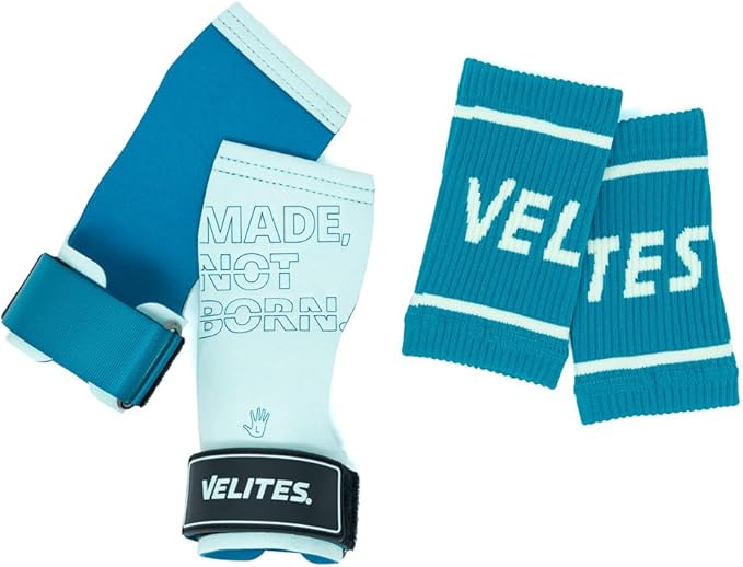 Velites I Quad Pro Handgrips I Professional Cross Training Gloves or Gymnastics I All Surface I Use with Magnesium I Includes Free Bands