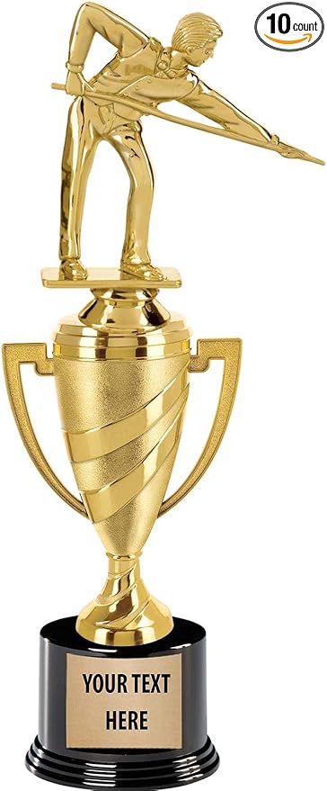 Billiards Trophy, 13" Gold Cup Male Billiards Trophies with Custom Engraving Prime
