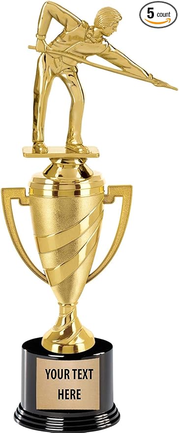 Billiards Trophy, 13" Gold Cup Male Billiards Trophies with Custom Engraving Prime