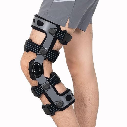 Komzer ACL Knee Brace for MCL PCL/Meniscus/Ligament/Sports Injuries, Adjustable Hinged ROM Orthopedic Knee Orthosis for Men & Women (XXL/Left)