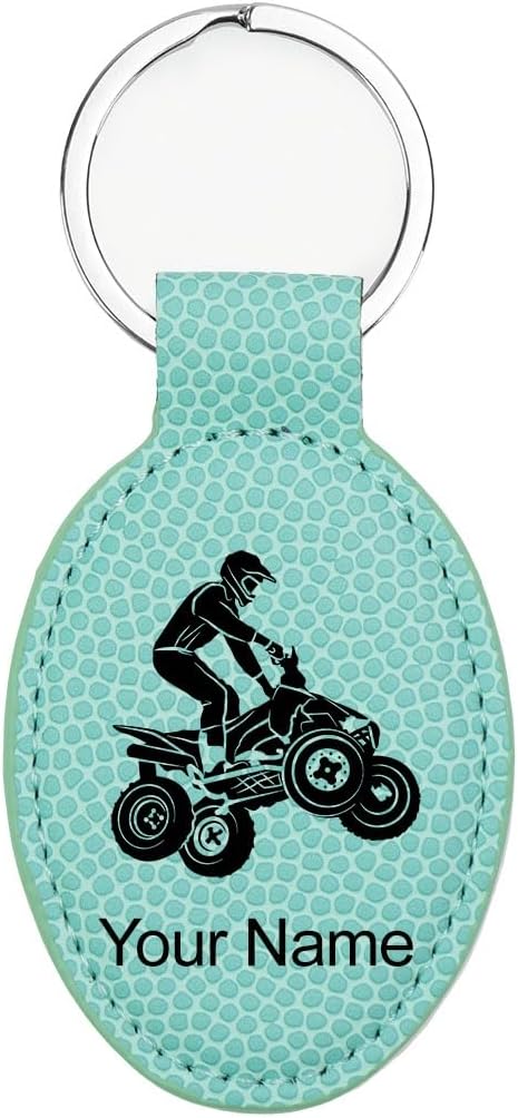 LaserGram Oval Keychain, Quad, Personalized Engraving Included (Basketball Teal)