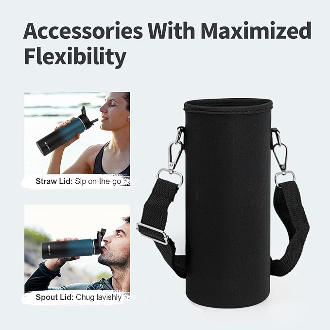20 oz Insulated Water Bottle with Straw (Cold for 48 Hrs), Stainless Steel Triple Wall Vacuum Sports Water Jug, Leakproof Hydro Cup Flask with Paracord Handle & Straw Spout Lids & DIY Stickers