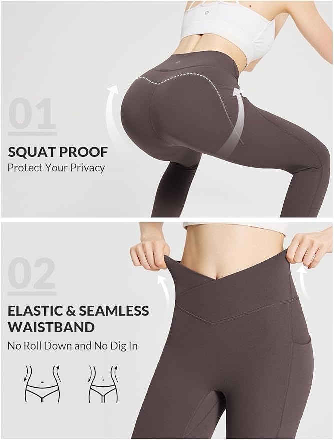 BALEAF Women's Leggings with Pockets Black Tummy Control Workout High Waisted Athletic 7/8 Ultra Soft Gym Yoga Ankle Pants