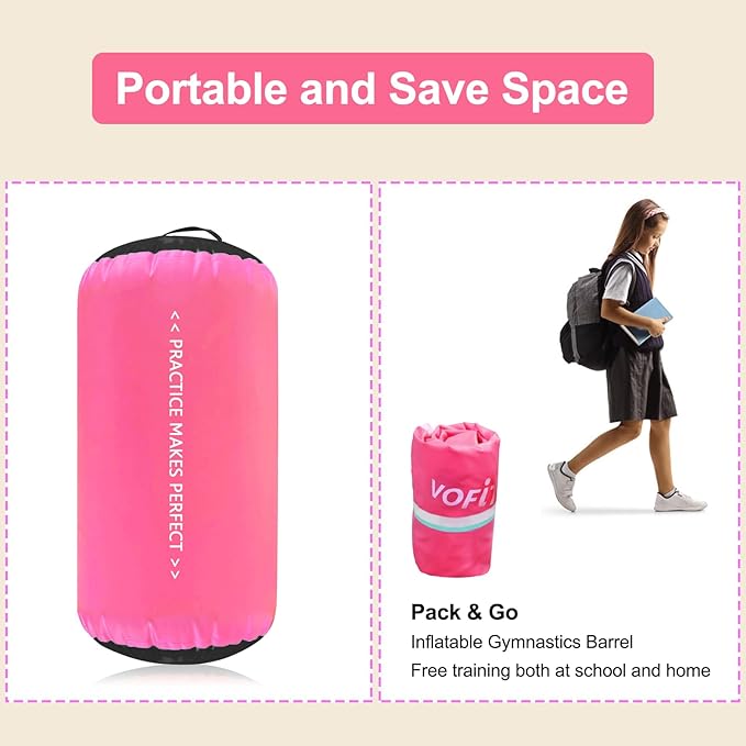 VOFiTNY Gymnastics Tumbling Equipment Air Barrel Inflatable Octagon Tumbler Roller Back-bend Trainer Cheerleading Without Pump