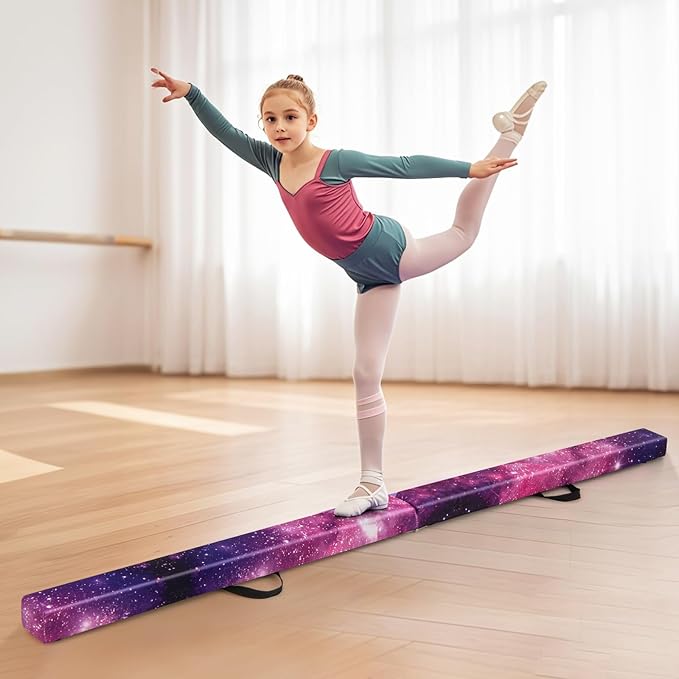 Giantex 7FT/8FT/9FT Balance Beam, Folding Gymnastics Beam w/Carry Handles, Floor Foam Gymnastics Equipment for Kids, Non Slip Rubber Base for Exercise, Practice & Professional Home Training