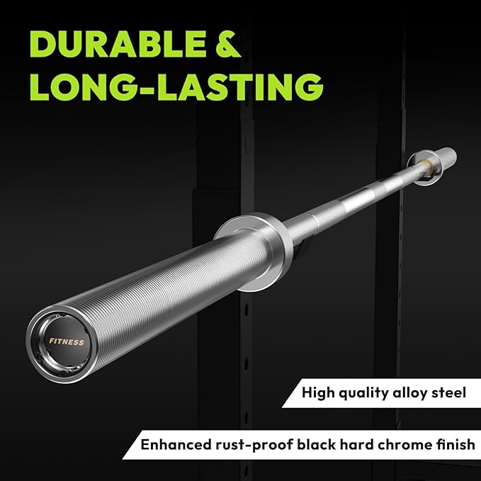 Olympic Barbell, 45lb/35lb 2-inch Weight Bar for Bench Press, 7ft/6.5ft Olympic Bar, 1000 lb/1500 lb High-Capacity, Hard Chrome, Knurled Grip, Strength Training Deadlift Weightlifting Squat