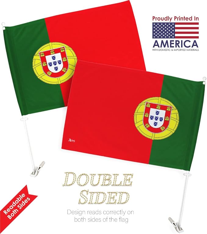 World Cup 2022 Portuguese Car Flag Bandera para Carros De Portugal Auto Decorations Small Banner for Window Clip Pole Accessories FIFA Sports Fans Outdoor Flags Game Football Soccer Gifts Made in USA